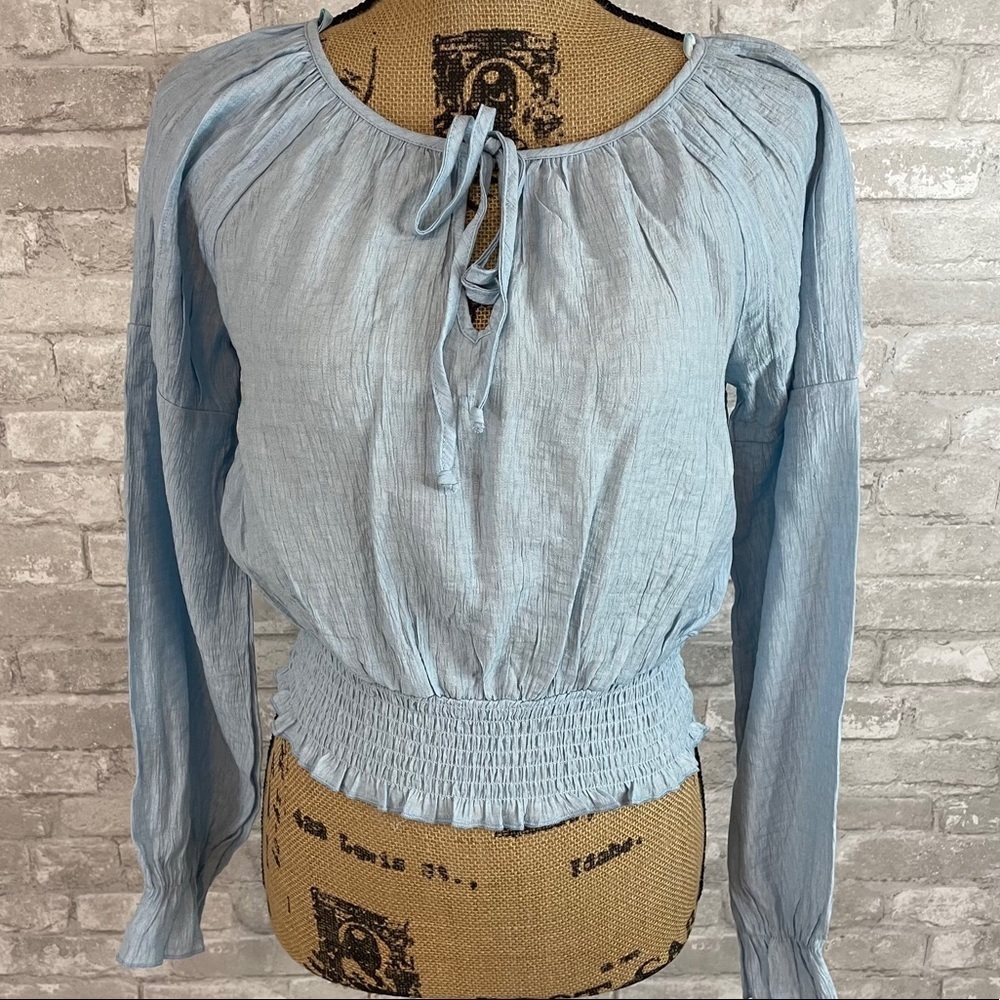 Blue Rain Long Sleeve Crop Top